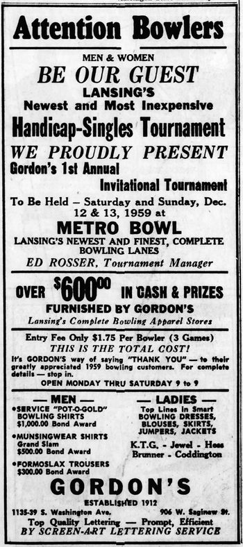 Metro Bowl - Aug 1959 Ad (newer photo)
